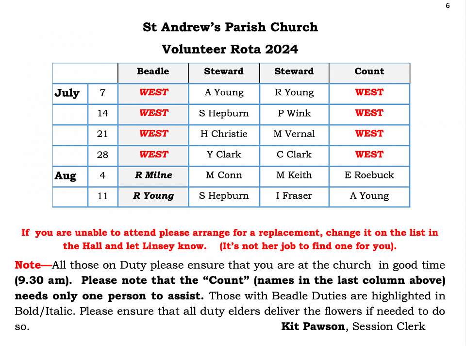 St Andrew's Volunteer Rota