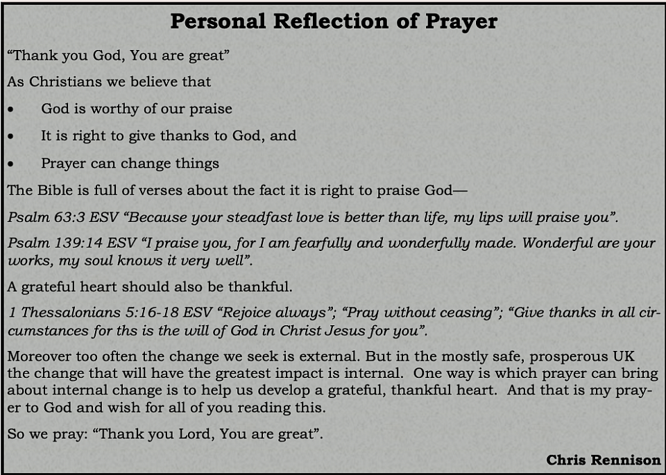 Chris Rennison's personal reflection on prayer