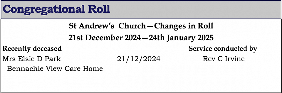 St Andrew's Church Inverurie Congregational Roll