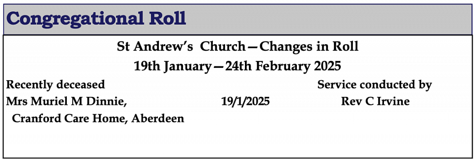 St Andrew's Church Inverurie Congregational Roll